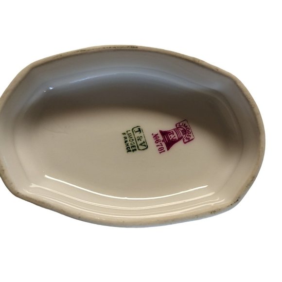 T&V Tressemanes & Vogt Limoges 6701 China Gold Pink Flowers - GRAVY BOAT - Picture 5 of 7